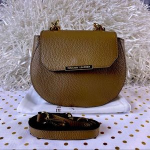 Tuscany Leather of Italy Dove Grey Leather Handbag - Detachable Crossbody Strap